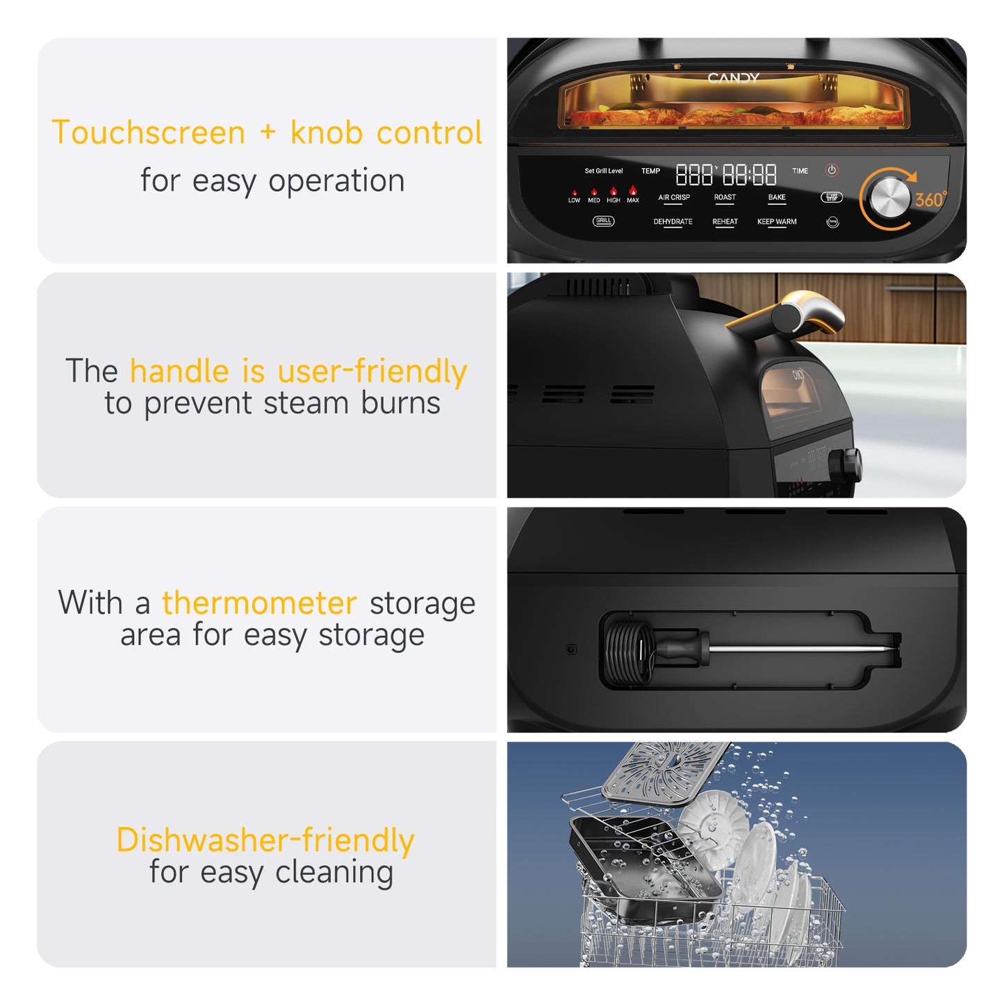 Candy Indoor Grill & Air Fryer CAF-502-US