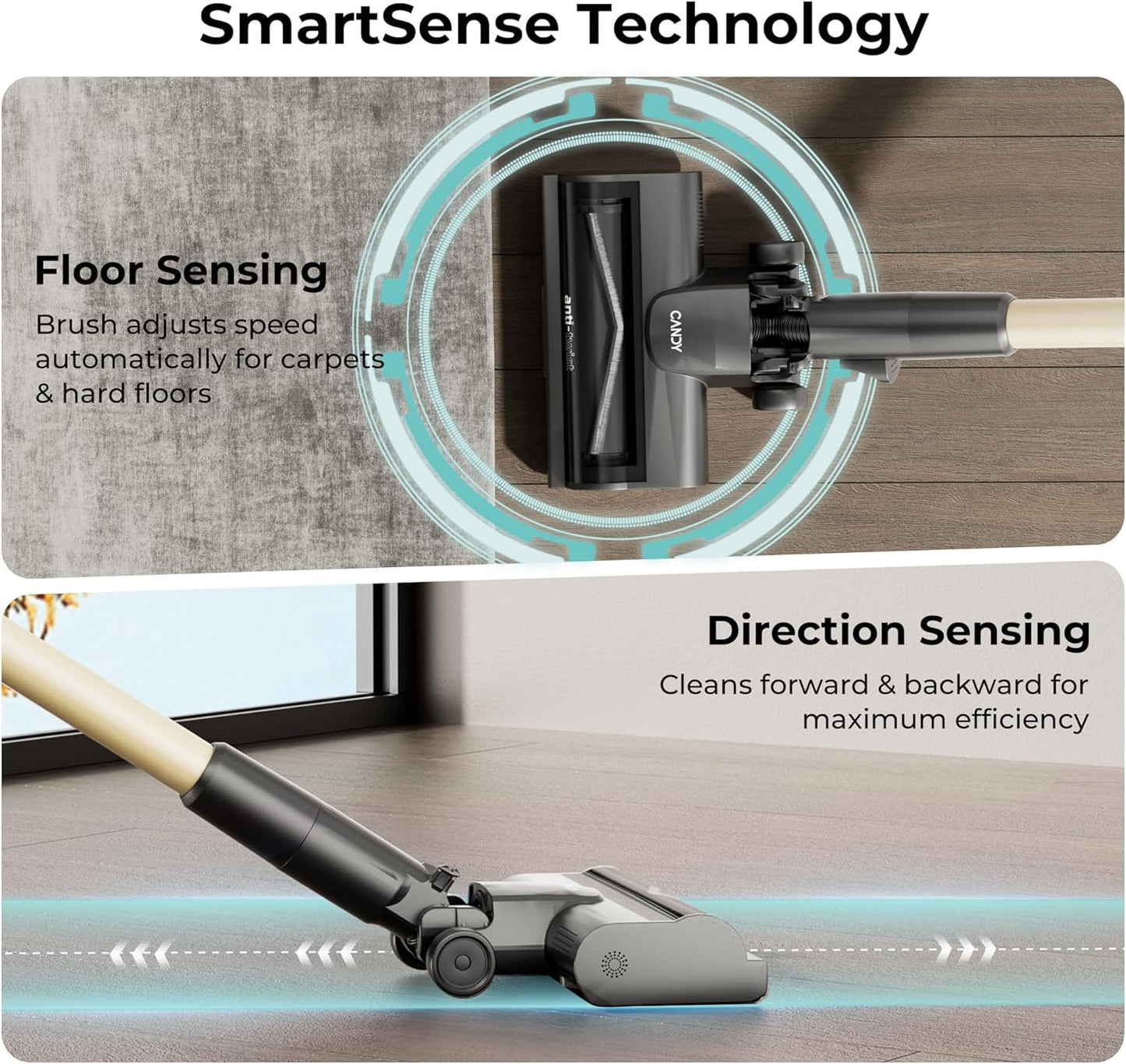 Candy Cordless Stick Vacuum, 650W/250AW CDS-CS0301D(B)US