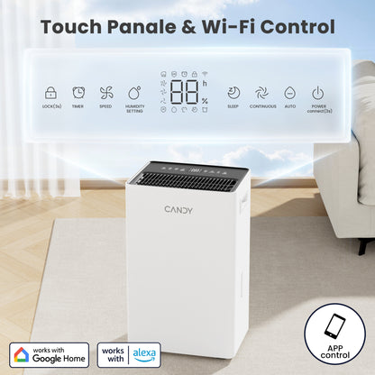 Candy 4500 Sq.Ft Dehumidifier for Basement,80 Pints CAS-CF25(W)-US