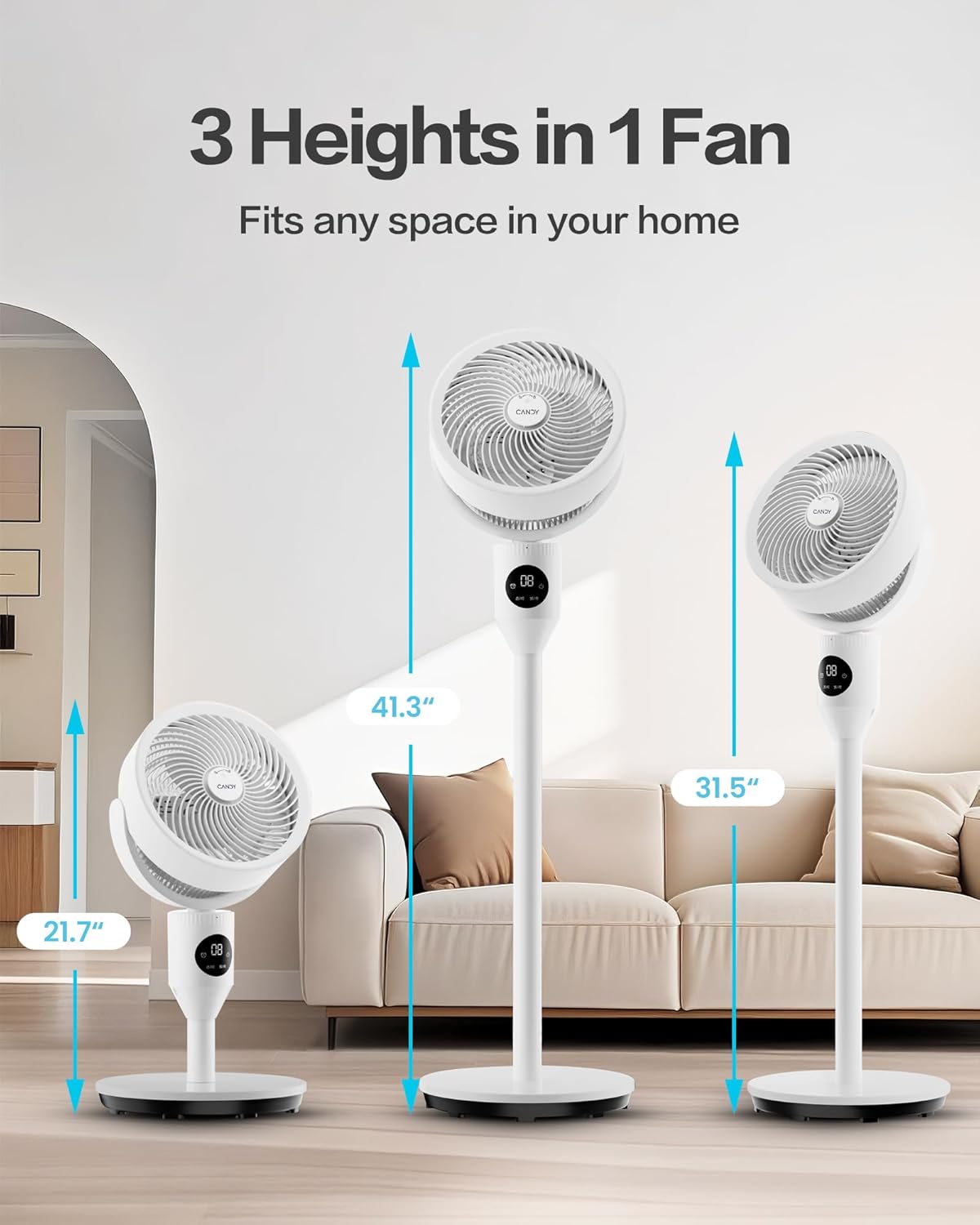 Candy 3 Heights Standing Fan CDS-FED1800T(W)-US