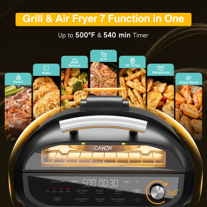 Candy Indoor Grill & Air Fryer CAF-502-US